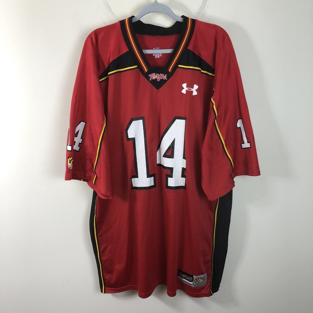 Under Armour University of Maryland Terrapins Mens Football Jersey Sz 2XL Red
